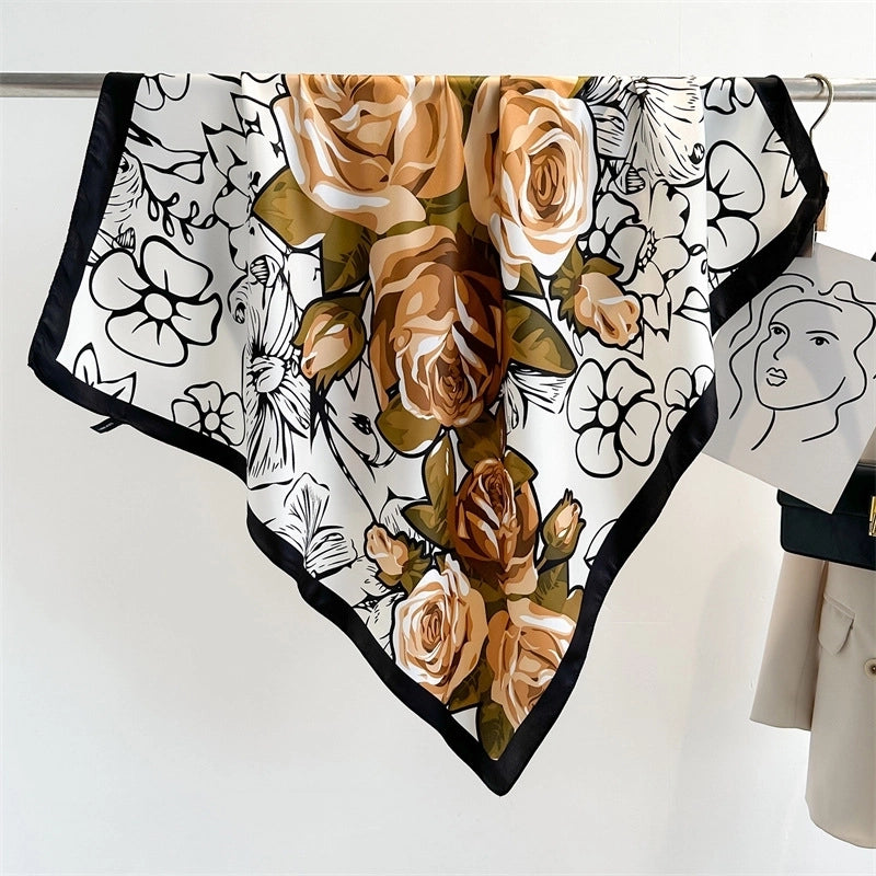 Women's Elegant Lady Flower Polyester Scarf