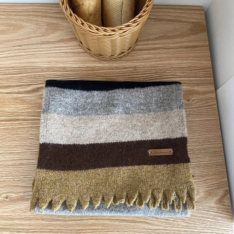 Women's Casual Minimalist Stripe Polyester Sheep Wool Scarf