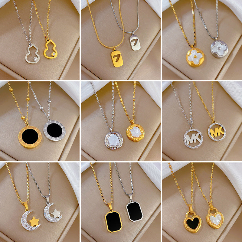 Fashion Geometric Titanium Steel Electroplating Necklaces