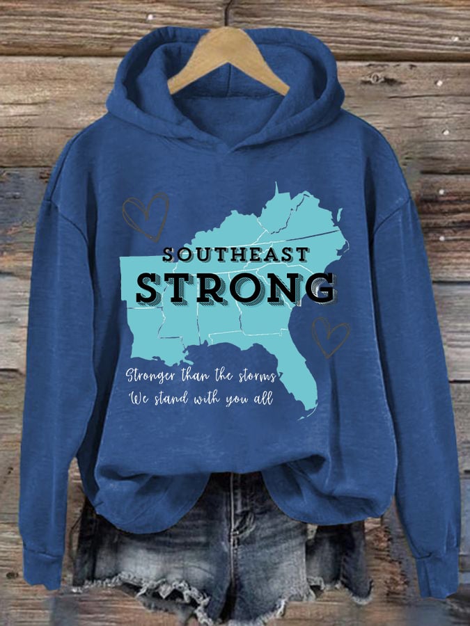 Women'S Retro Southeast Strong Stronger Than The Storms We Stand With You All Printed Hoodie