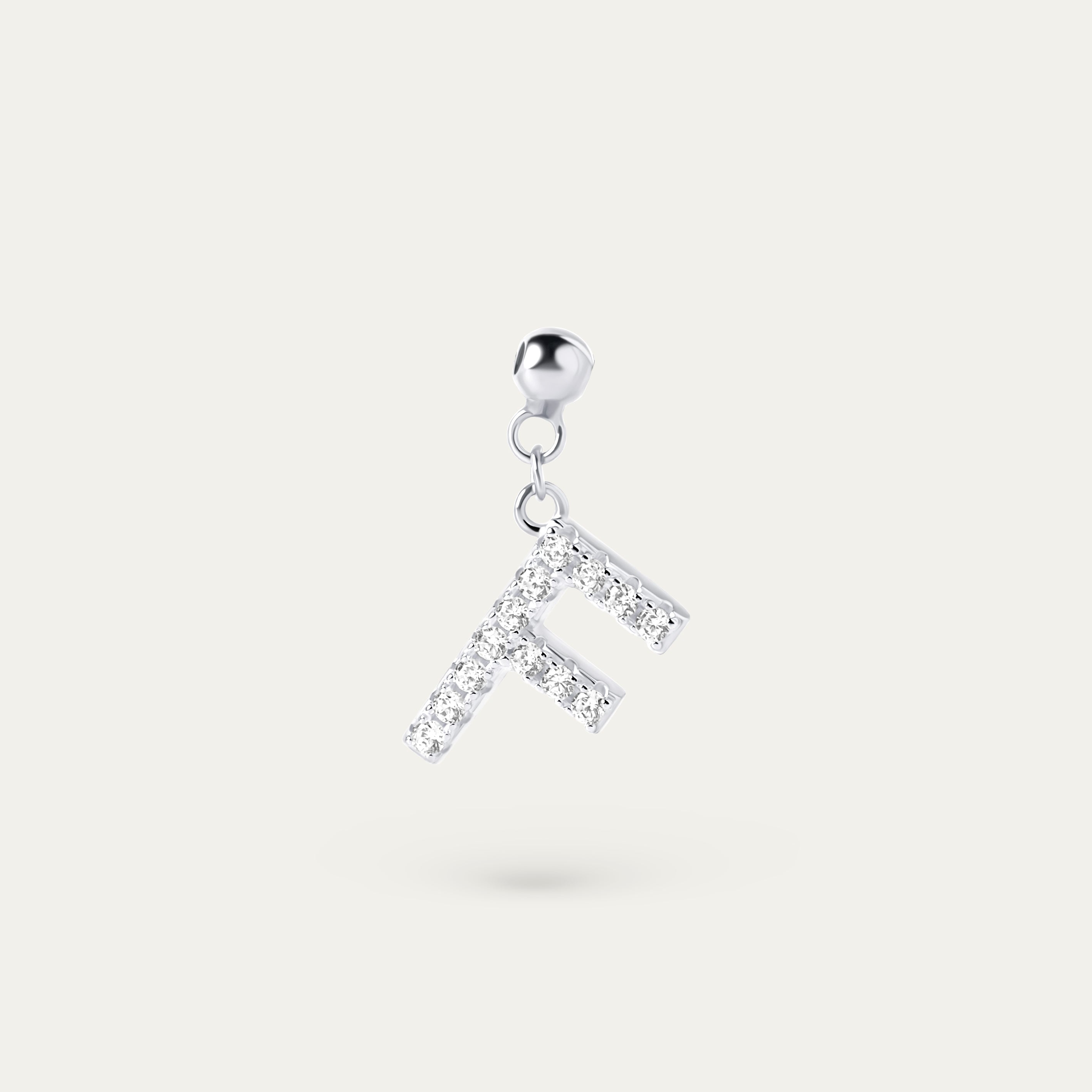 Onoma F CZ Charm (925 Sterling Silver)