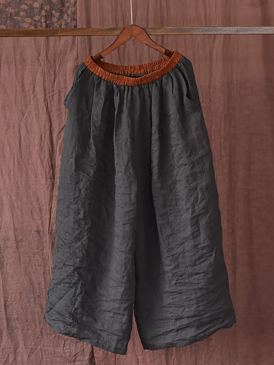 Women Summer Vintage Colorblock Loose Pants
