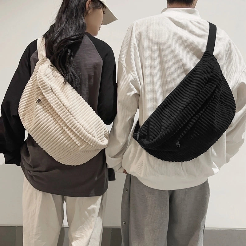 Women's Classic Style Solid Color Corduroy Waist Bags