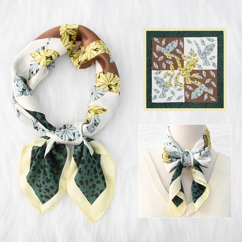 Women's Original Design Sweet Colorful Flower Satin Silk Scarf