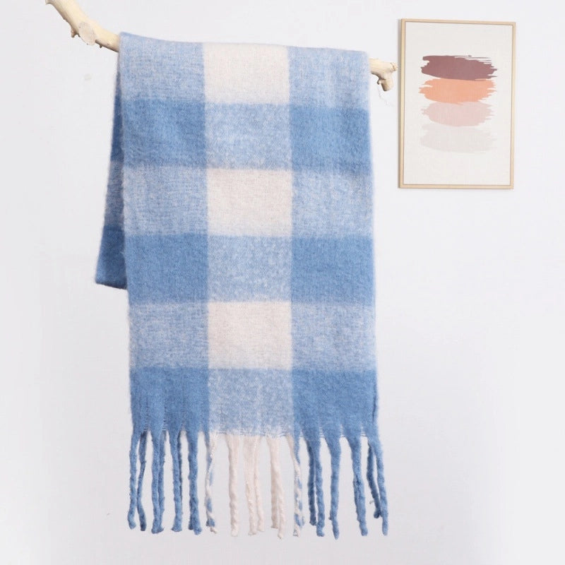 Cashmere Scarf Female New Student Tassel Shawl Autumn And Winter Scarf Double-sided Color Matching Scarf Outer Wear