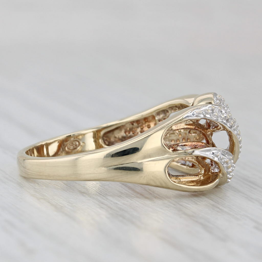 Scalloped Diamond Ring 10k Yellow Gold Size 8.25