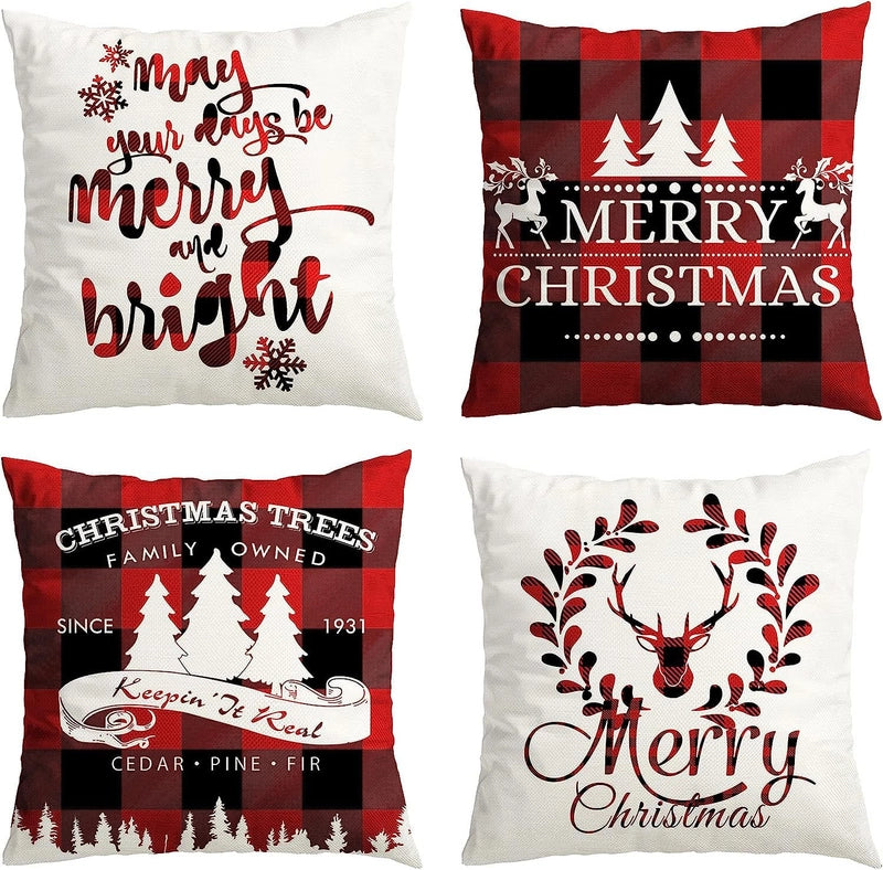 Christmas Casual Glam Christmas Tree Cotton And Linen Pillow Cases Couch & Sofa Decor