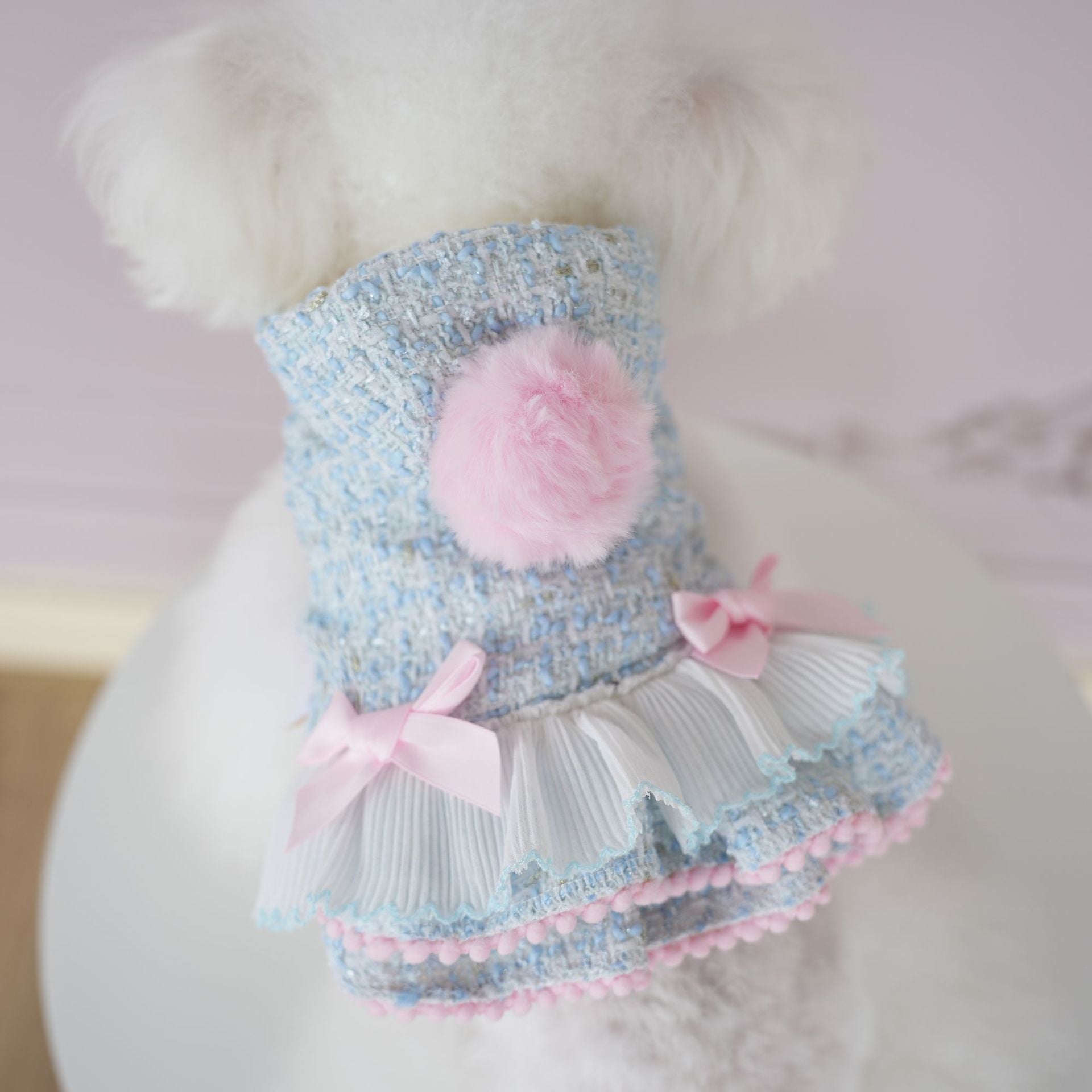 Warm Woollen Sweet Hooded Dog Dress Jacket