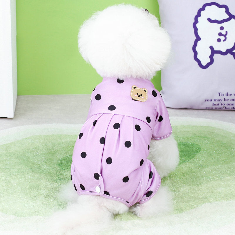 Belly Protecting Polka Dot Dog Jumpsuits