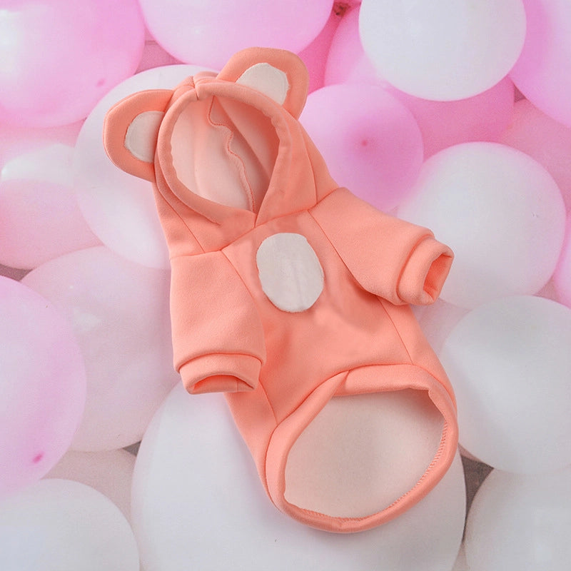 Autumn And Winter New Pet Cute Transformation Clothes Small Dog Bear Ears Dog Clothes Fleece-lined Warm Teddy Bear