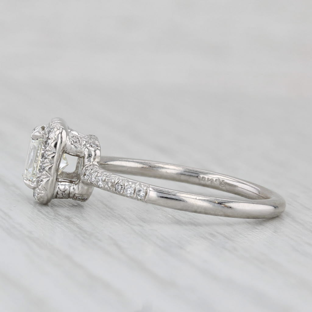 1.08ctw Diamond Halo Engagement Ring 14k White Gold Size 7 GIA