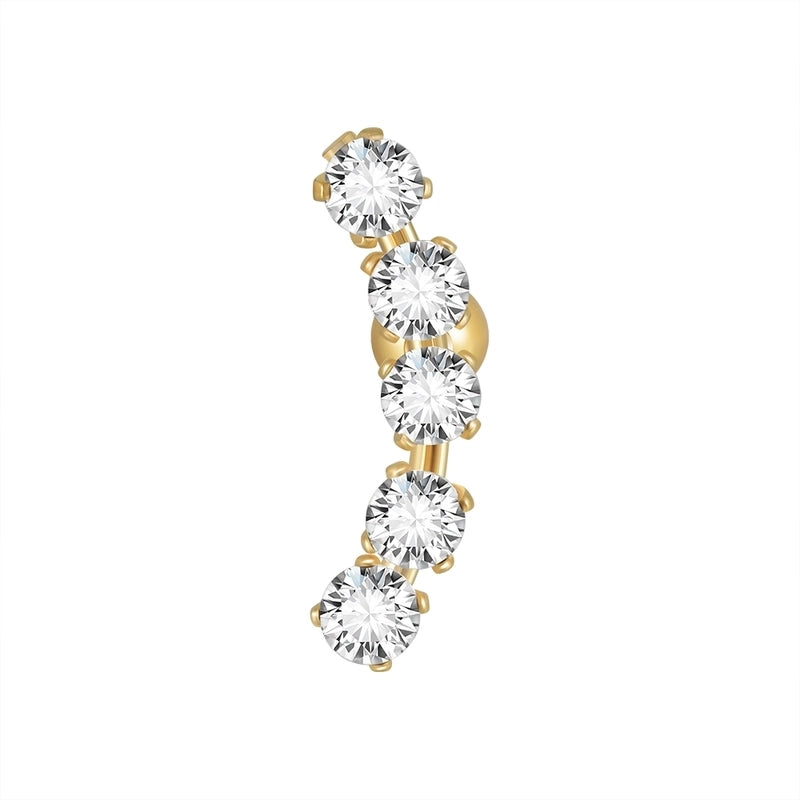 2 Pieces Ear Cartilage Rings & Studs Casual Vacation Minimalist Geometric Heart Shape 304 Stainless Steel Inlay Zircon 18K Gold Plated Lip Rings Ear Cartilage Rings & Studs