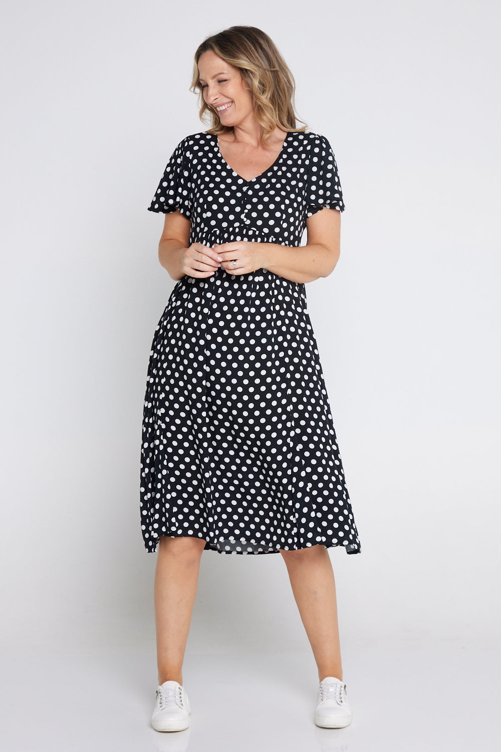 Brighton Dress - Black/White Spot