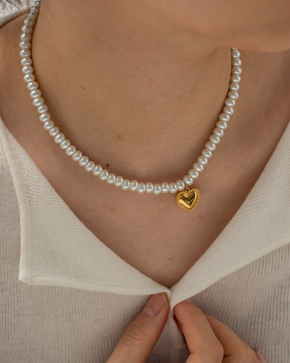 IG Style Pearl Stainless Steel 18K Gold Plated Necklaces