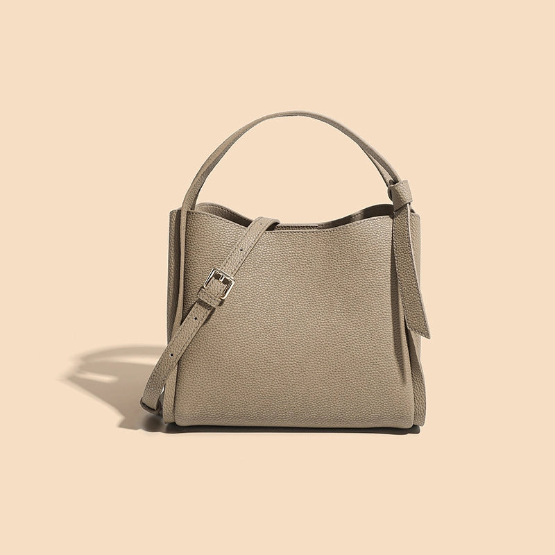 Bucket Bag For Women Genuine Leather High-grade Simple Portable Shoulder Bag Messenger Bag For Women
