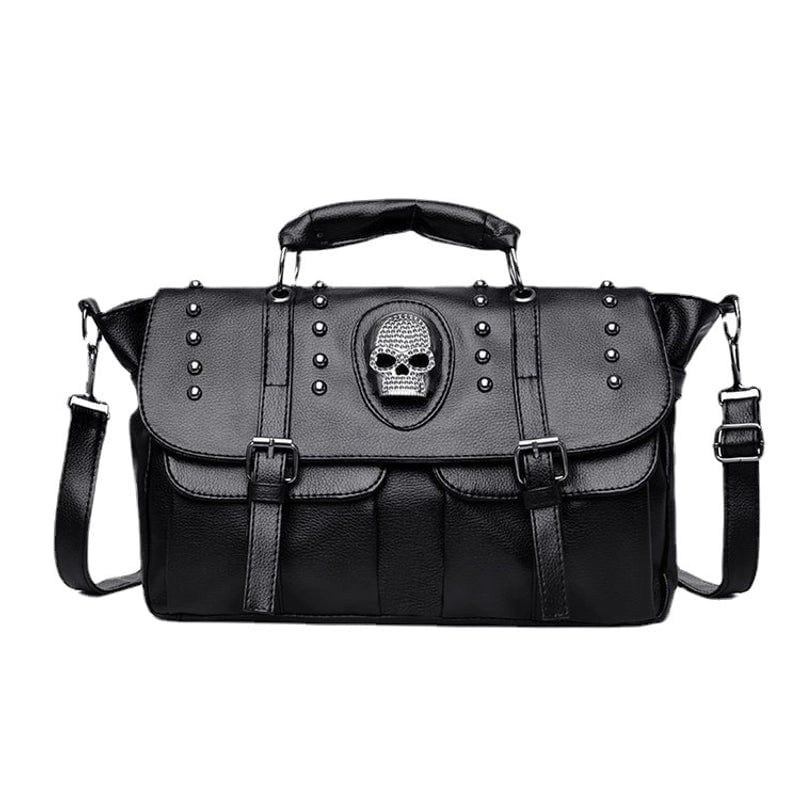 Halloween Women's Medium Pu Leather Solid Color Ghost Punk Square Flip Cover Shoulder Bag