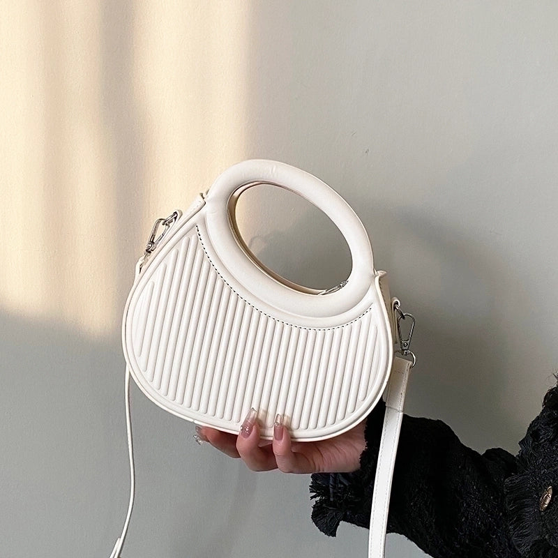 Women's Pu Leather Stripe Classic Style Dumpling Shape Zipper Handbag