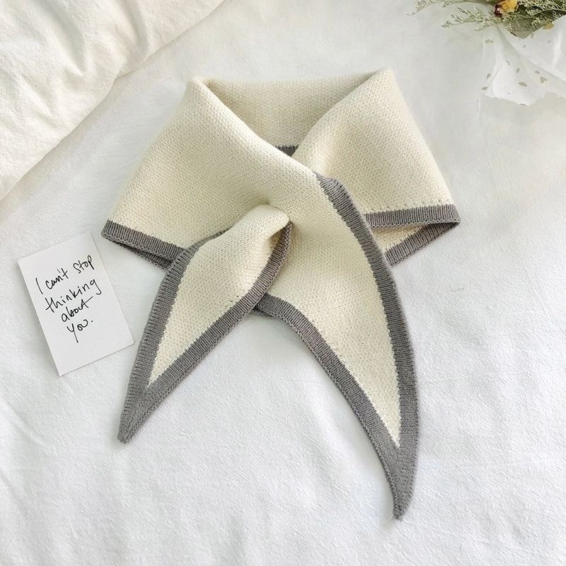 Women's Elegant Lady Color Block Knit Scarf