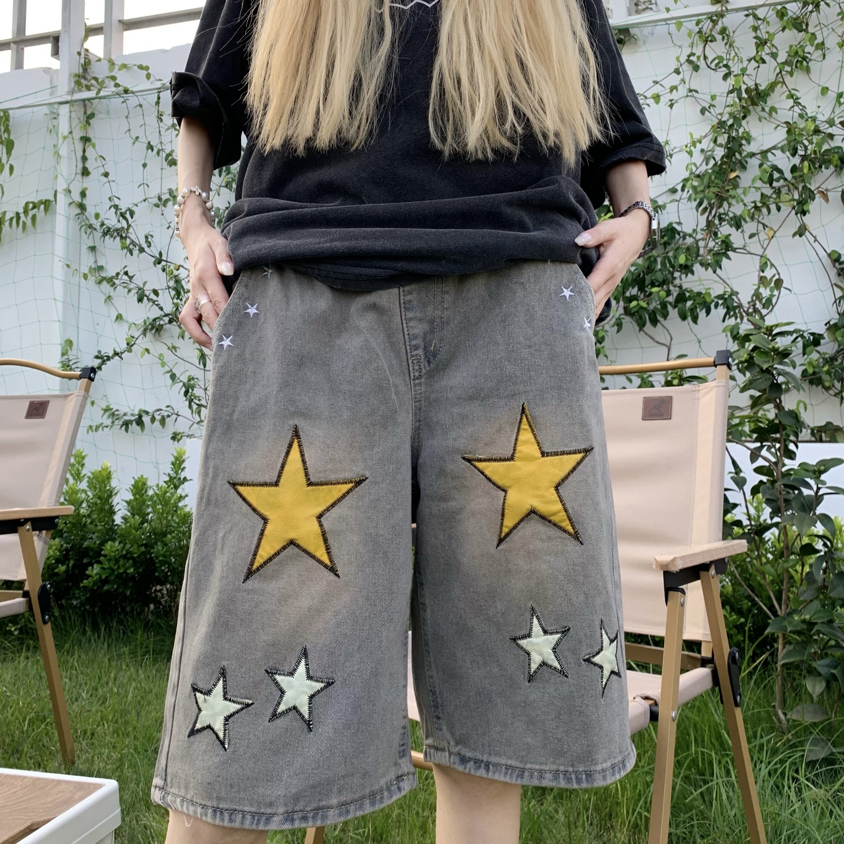 vintage star print jeans   KF20039