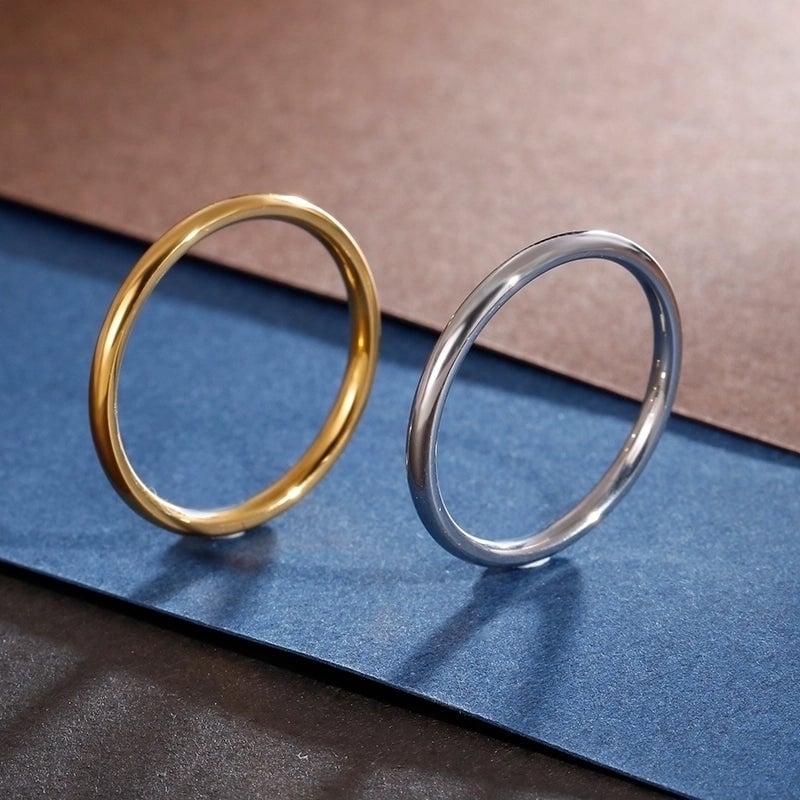 Fashion Round Titanium Steel 18K Gold Plated Polishing Stainless Steel Rings
