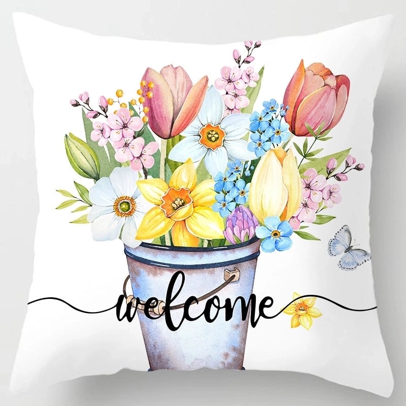 Sweet Minimalist Classic Style Letter Color Block Fibre Peach Skin Pillow Cases
