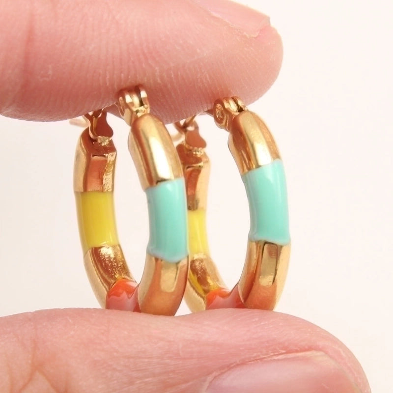 1 Pair IG Style Minimalist Round Plating 304 Stainless Steel Gold Plated Earrings