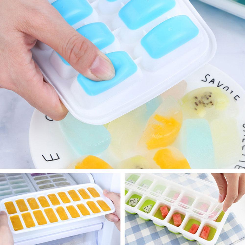 14 Grids Ice Cube Trays Molds Easy-Release Silicone Flexible Ice Cube Maker Square