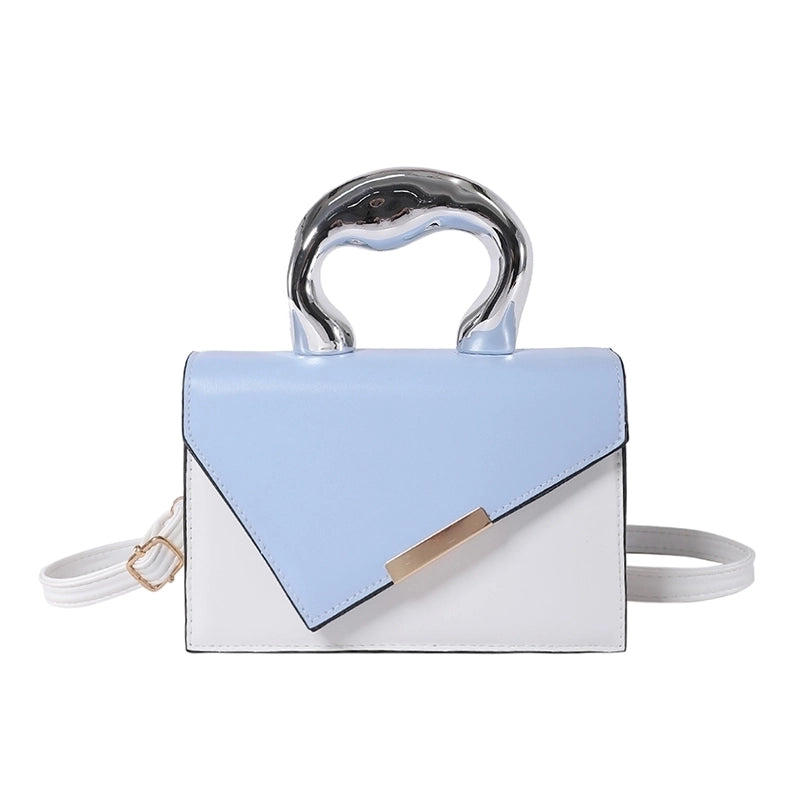 Women's Pu Leather Color Block Elegant Flip Cover Handbag