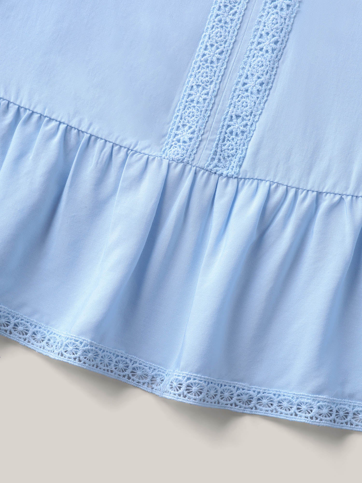 Rayon Lace Trim Spliced Blouse