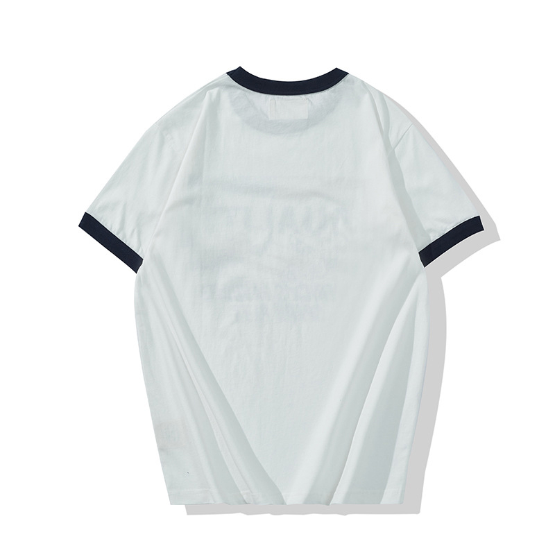 Retro Motorcycle 200g Colorblock Short-Sleeved T-Shirt