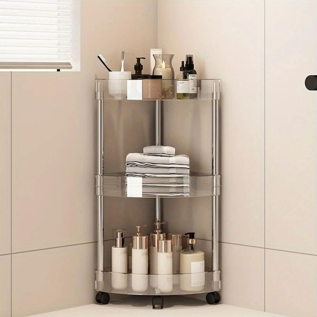 3-Tier Transparent Rolling Organizer Cart