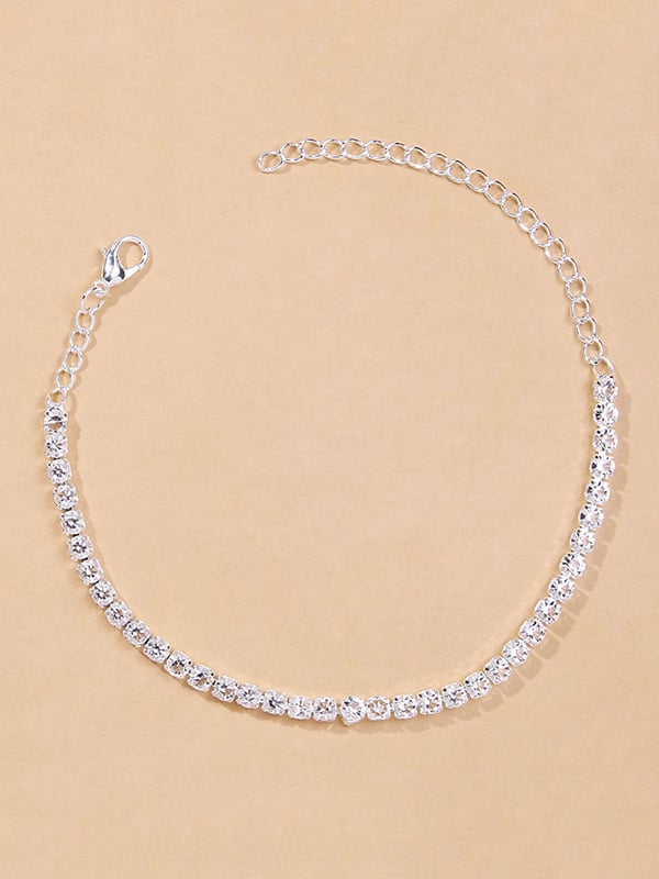 Simple Shiny Rhinestone Footchain