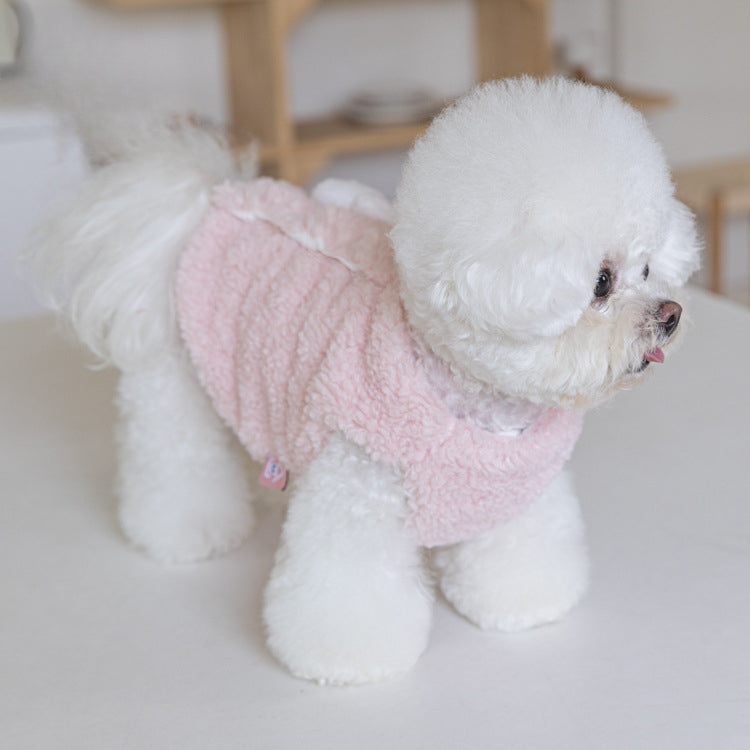 Fleece Furry Animal Decor Buttoned Dog Cat Jacket