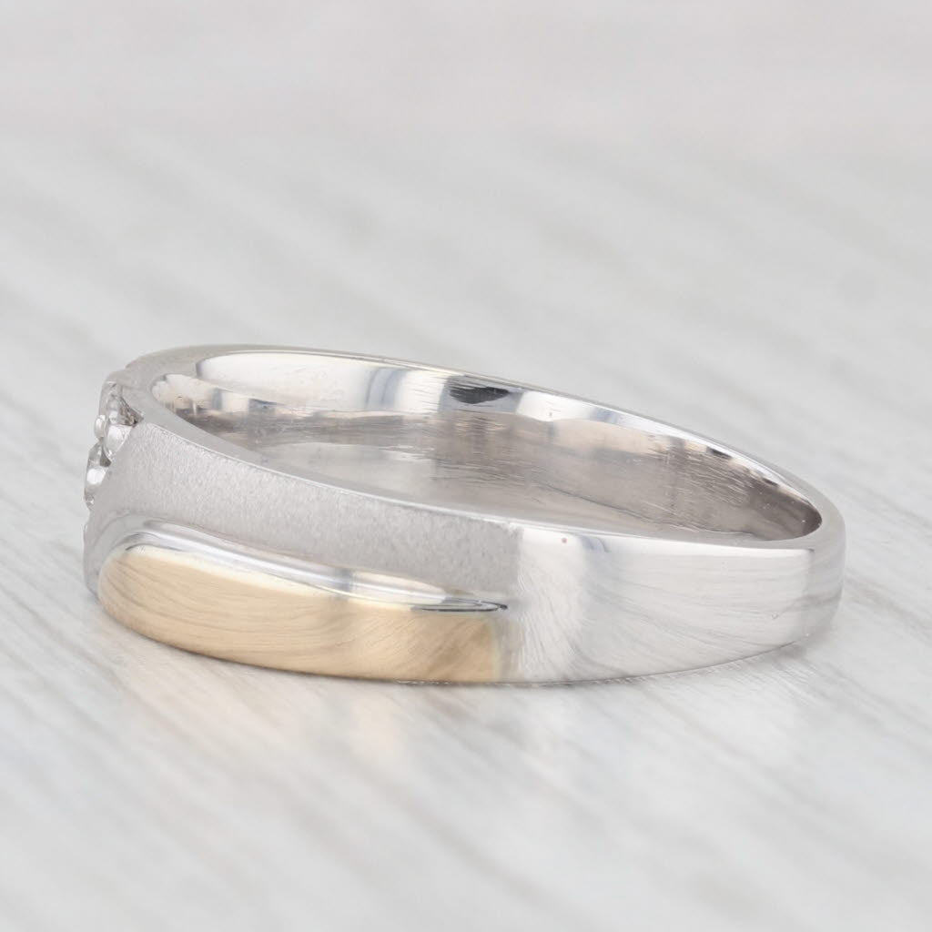 0.18ctw Diamond Men's Ring 14k Yellow White Gold Wedding Band Size 10.25