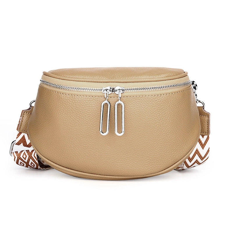 Medium All Seasons Leather Solid Color Fashion Square Zipper Saddle Bag