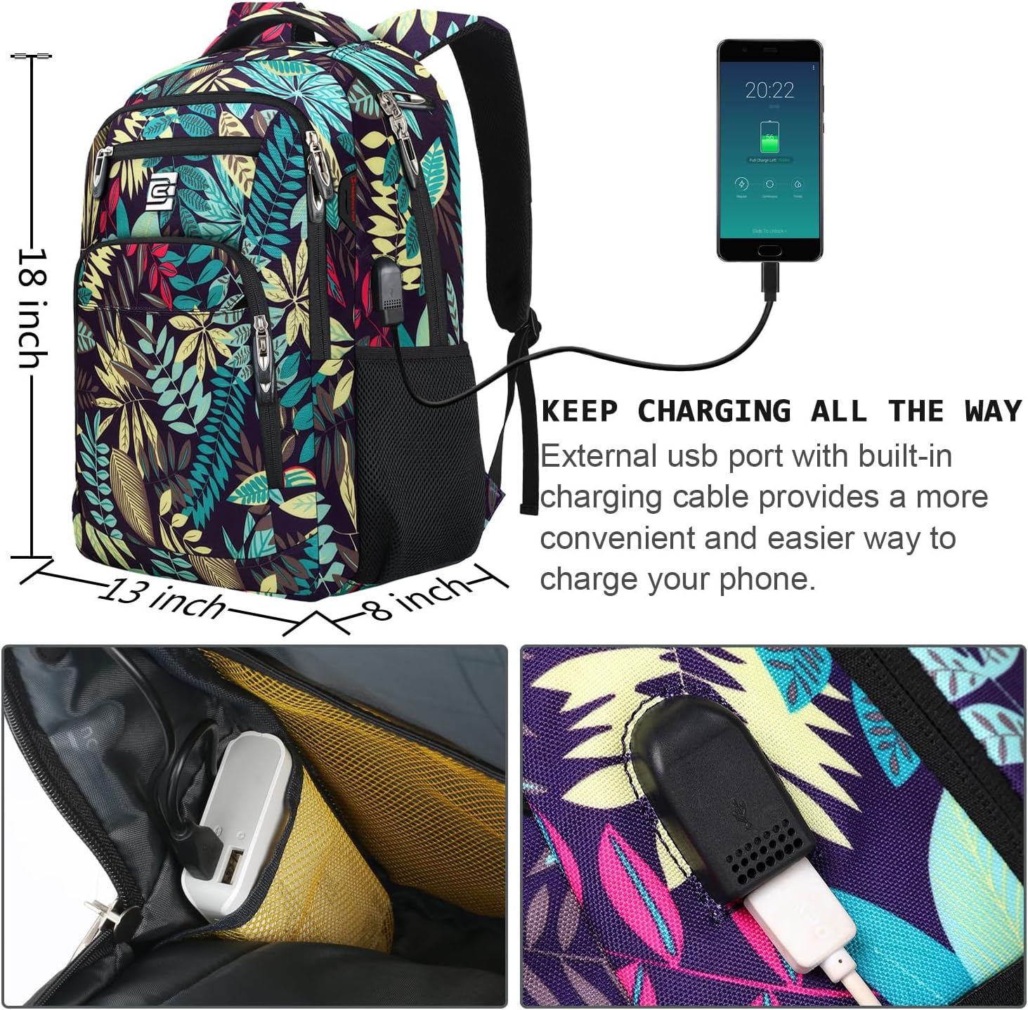 Laptop Backpack,Business Travel Anti Theft Slim Durable Laptops Backpack with USB Charging Port,Water Resistant College Computer Bag for Women & Men Fits 15.6 Inch Laptop and Notebook - Black