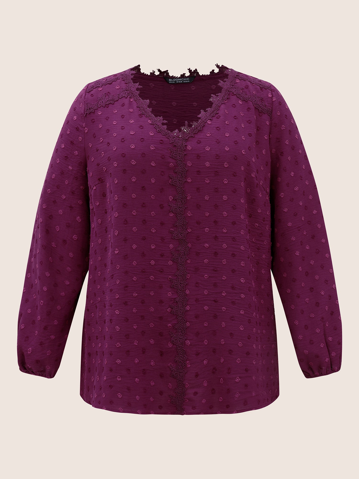 Plisse Eyelet Lace Elastic Cuffs Blouse