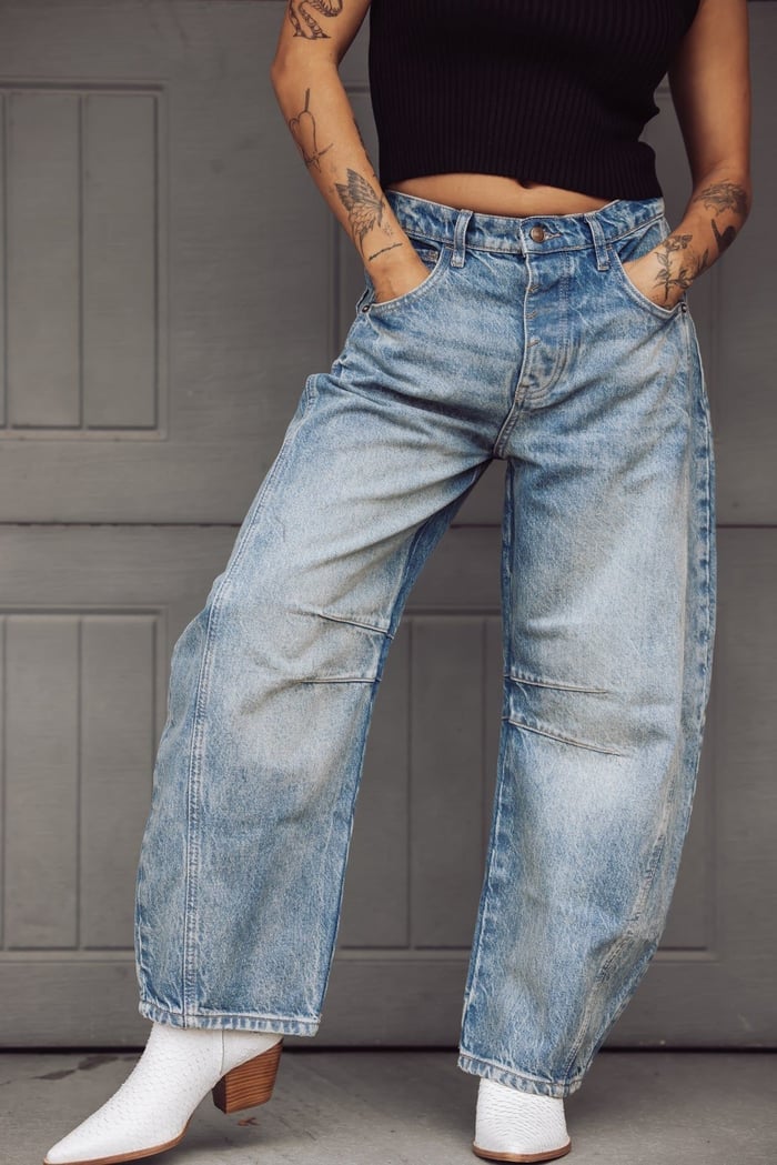 🔥2024 Mid-Rise Barrel Jeans