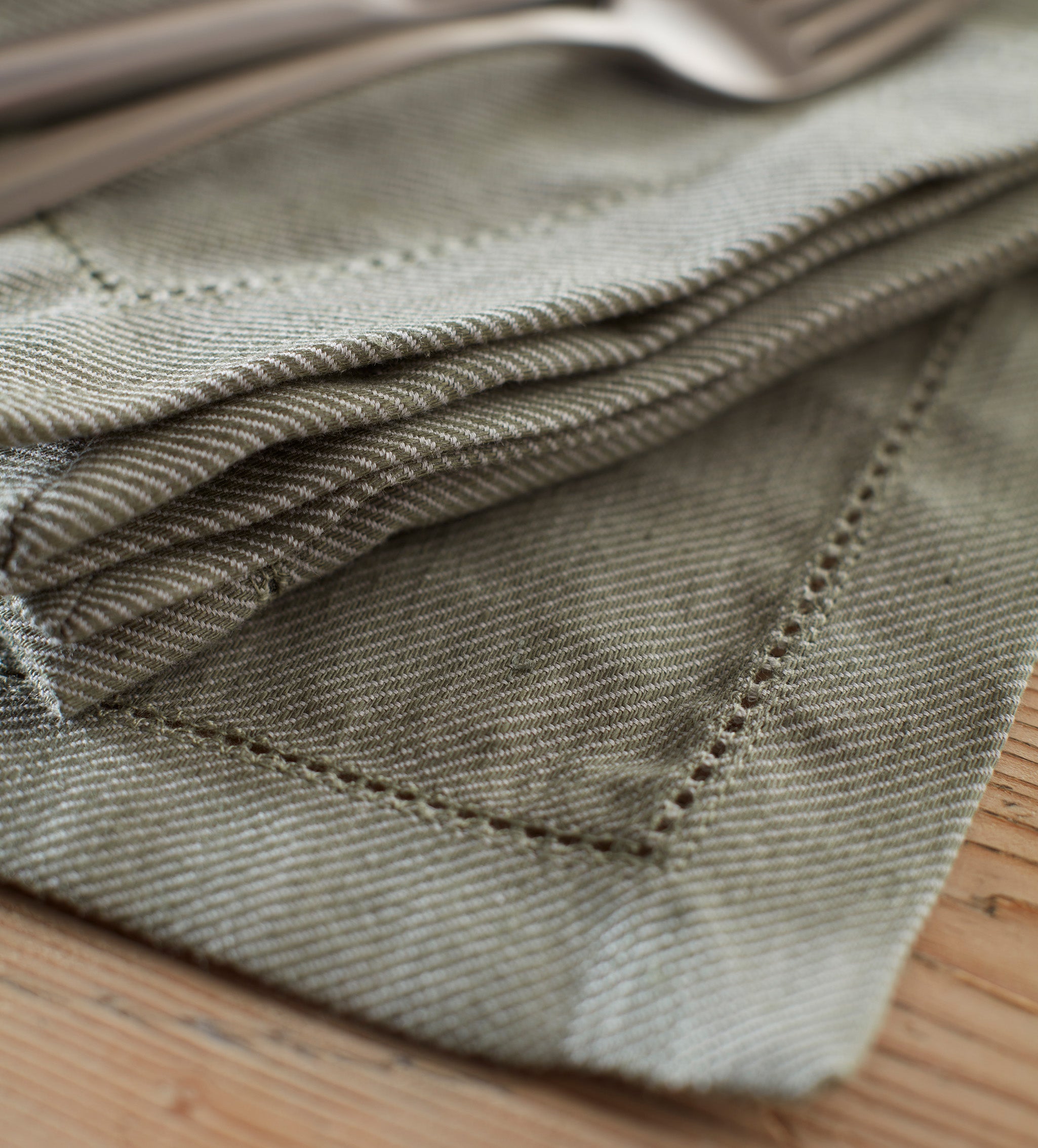 Olive Green Twill Cotton Linen Placemats - Set of 2