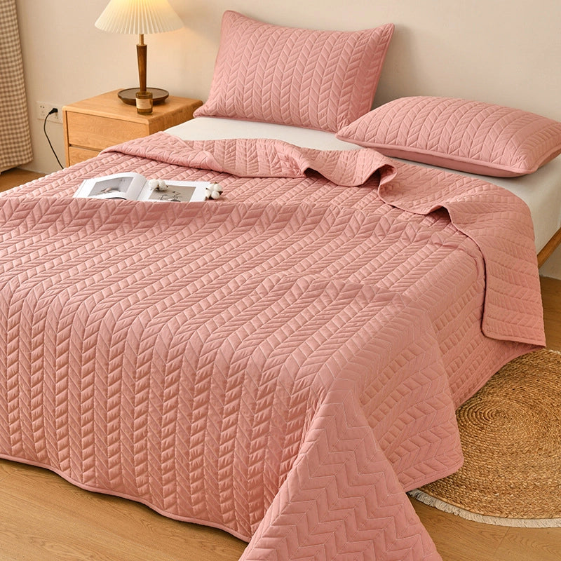 In Stock Exclusive For Pure Color Washed Cotton Bedspread Tatami Quilted Non-Slip Bed Sheet Three-Piece Set Tailstock Cover Blanket