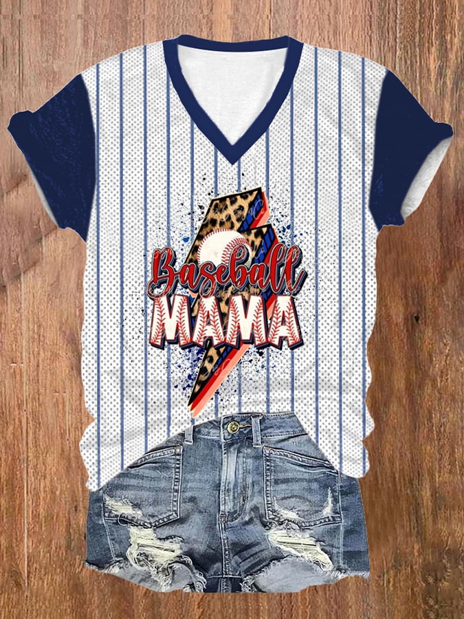 Women's Baseball Print Casual T-Shirt