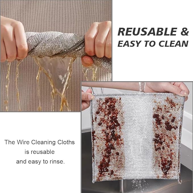5 X DOUBLE LAYER WIRE DISHCLOTHS