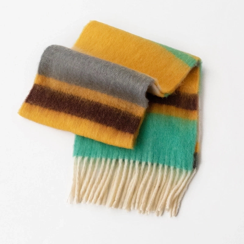 Maillard Plaid Scarf High-Grade Women's Autumn And Winter 2024 New Fluffy Large Brushed Shawl Thickened Warm Fashion