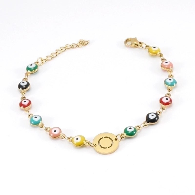Fashion Letter Eye 304 Stainless Steel 18K Gold Plated Stainless Steel Bracelets In Bulk