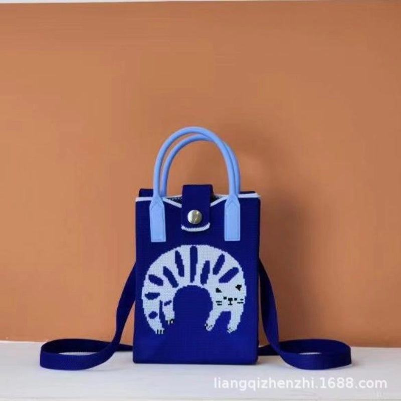 Women's Polyester Cartoon Cute Square Hidden Buckle Shoulder Bag Handbag Crossbody Bag