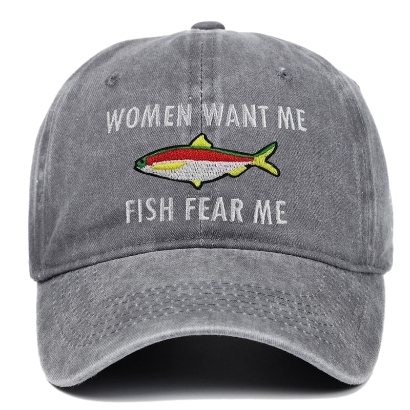 Unisex Hip-hop Basic Retro Letter Fish Embroidery Curved Eaves Baseball Cap