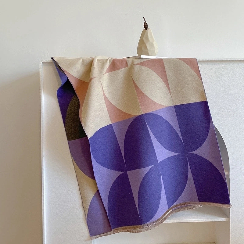 Women's Minimalist Classic Style Color Block Imitation Cashmere Printing Scarf