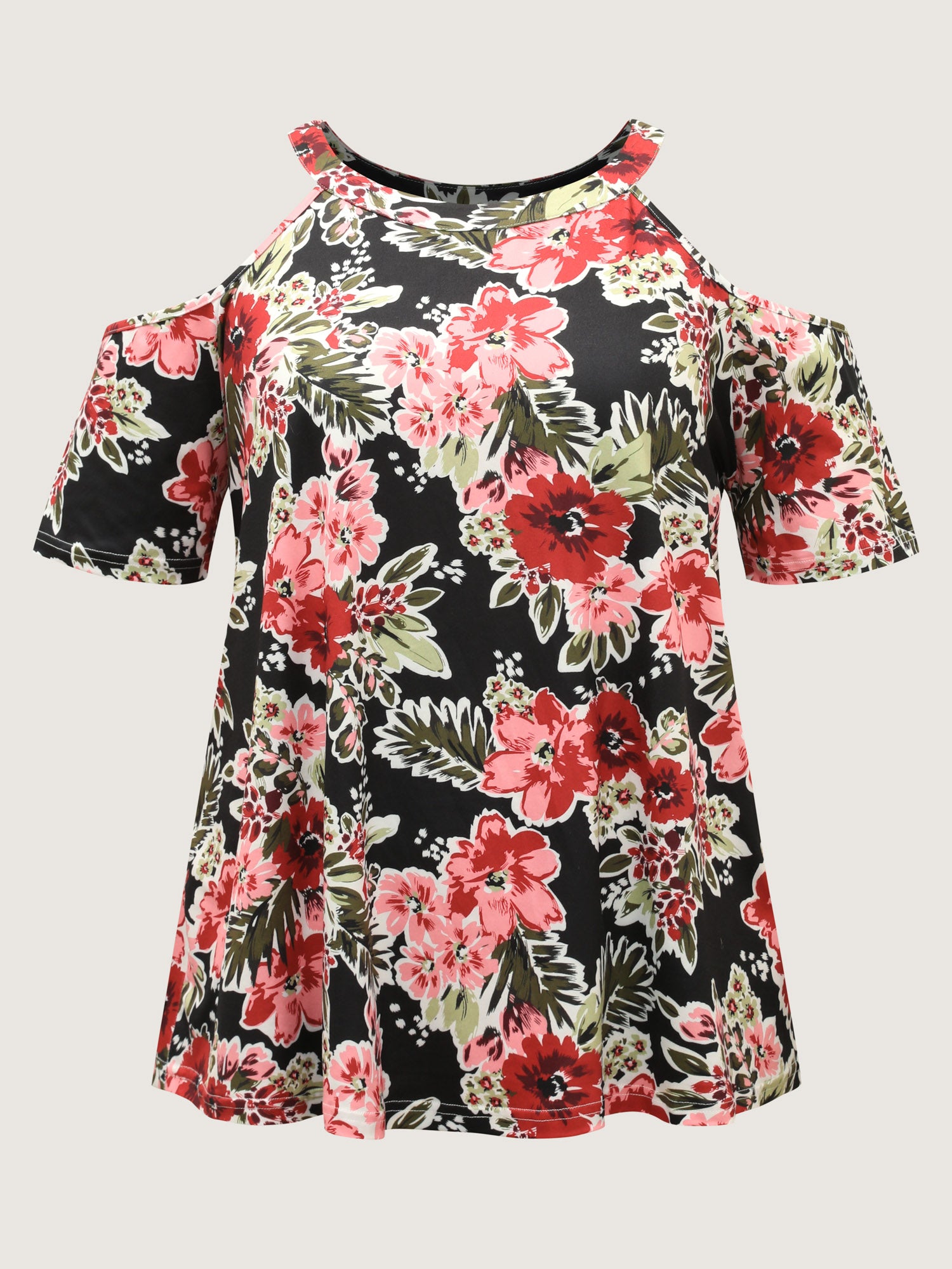 Large Floral Print Off-Shoulder Top
