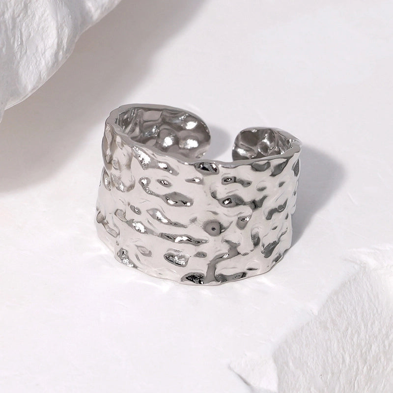 Casual Minimalist Geometric 304 Stainless Steel Hollow Out Inlay Open Rings