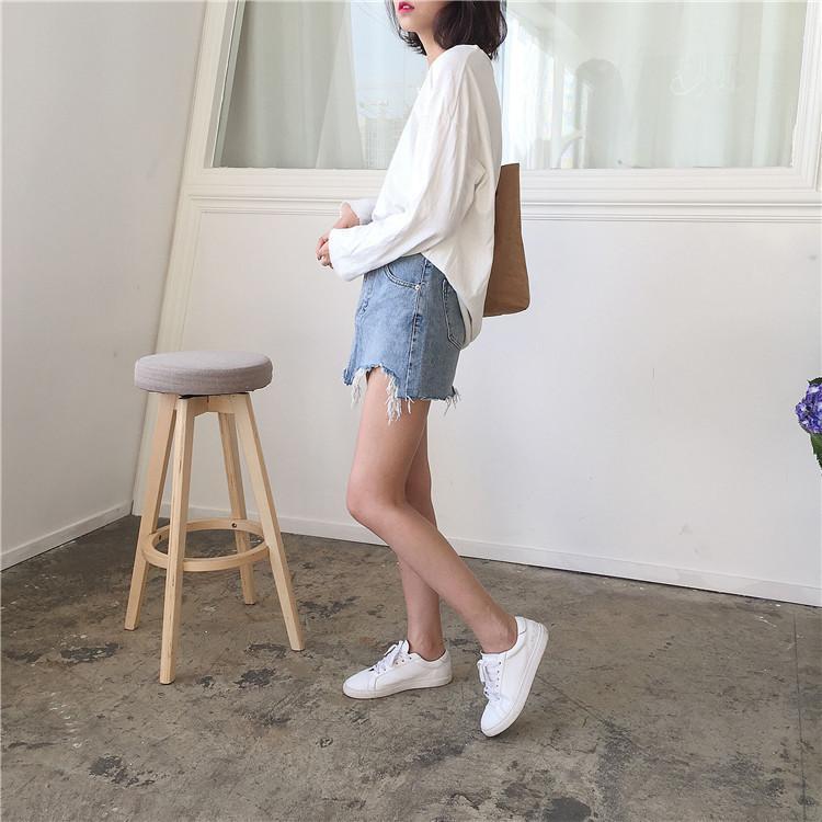 Asymmetrical Distressed Jean Skirt